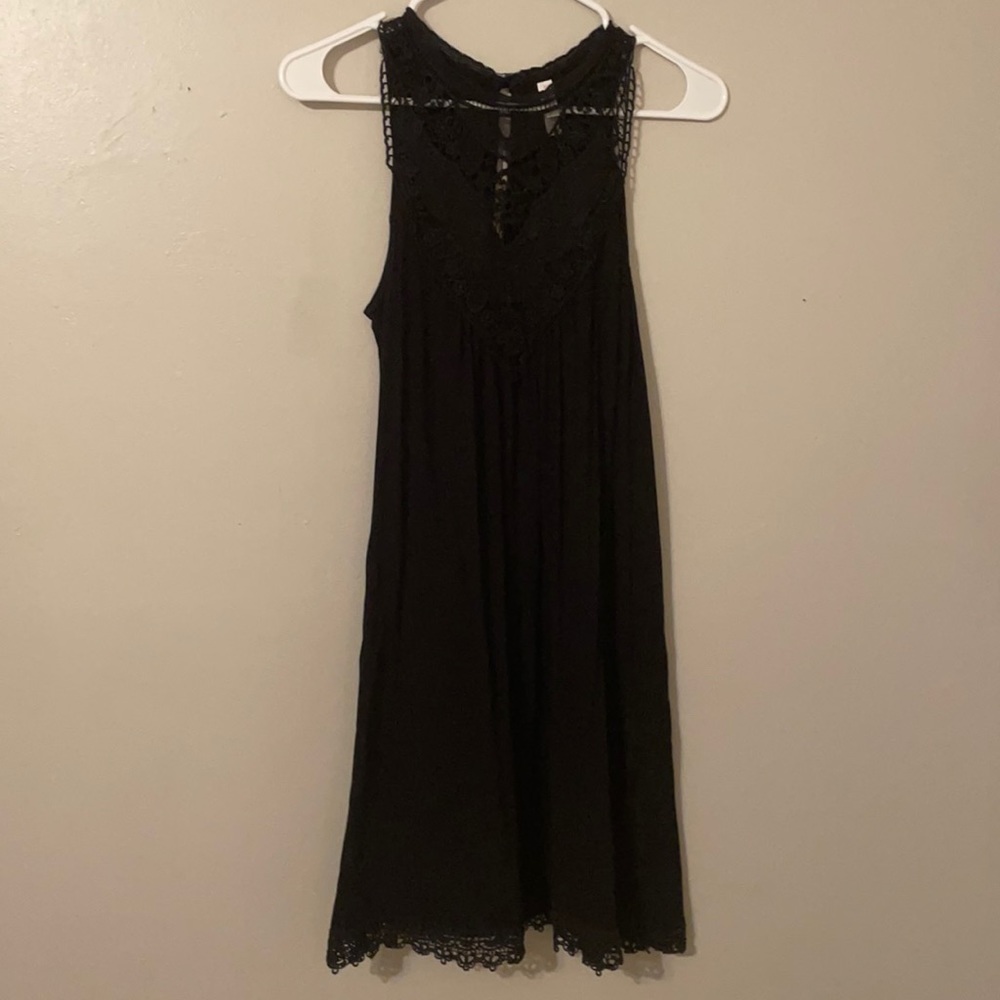 Black linen sundress with lace accents xhilaration size medium